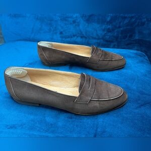 Galo Handmade in Italy Brown Suede Loafers Size EU 39 US 8-8.5 Slip On Flats EUC